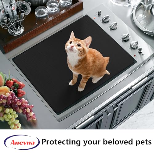 Anevna 28"x20" Glass Top Stove Cover Silicone XXL, Black – Cooktop Protectors & Dish Drying Mat