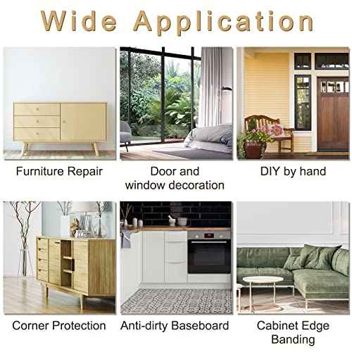 uxcell Wood Grain Tape, 4.72" x16 Ft Wall Paper Border Sticker Self-Adhesive Wood Grain Repair Patch with Scraper for Wall Corner Table Door Sofa Furniture Home Decor (White)