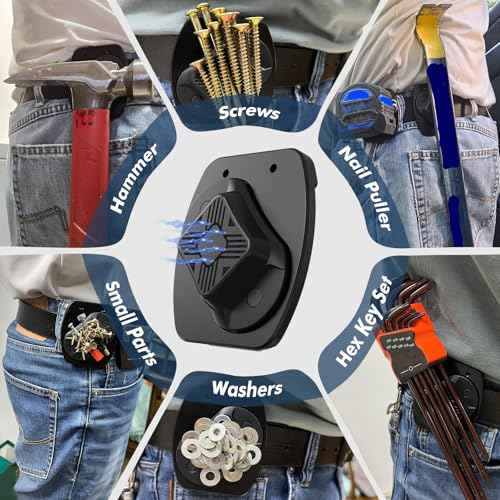 2-Pack Magnetic Tool Holder, Full Metal Magnetic Belt Clip Holster for Screws,Nails,Hammer,Pliers,Spanner and Any Magnet Hardware, Great for Electricians, Plumbers, Carpenters