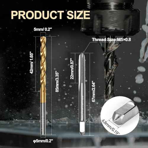 M5 x 0.8 Straight Flute Thread Tap and 4.2mm Twist Drill Bit Set, High Speed Steel (HSS 6542) & M35 Cobalt, Metric Machine Screw Threading and Drilling Tool for Metalworking