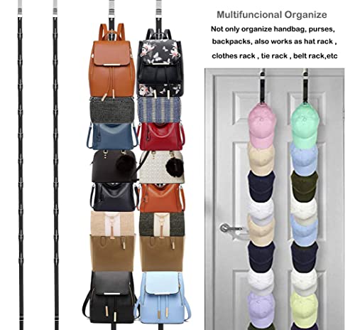 Black IZUS Over-the-Door Purse & Bag Organizer with 20 Hooks, Fits 1.35-1.55 Inch Doors