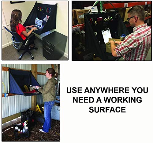 Plan Station Mini Portable Standing Desk, Workbench, Work Station, Storage for Jobsite, Garage, Office, Shop, Hanging Work Surface, Black (WS3700)
