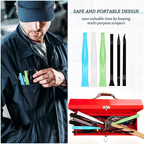 Honoson Non-scratch Plastic Scraper Tool Carbon Fiber Plastic Cleaning Tool Pen-shaped Stiff Scraper for Kitchen Sticker Scratch Cleaning(White¡¢blue¡¢green,6 Pieces)