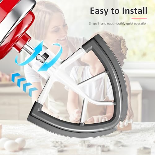 YIFOCUS Flex Edge Beater for KitchenAid 4.5-5 Qt Tilt-Head Mixers, Gray