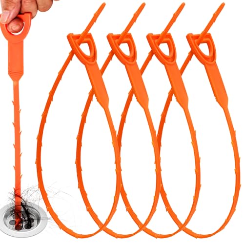 AsonTao 4 Pack Drain Snake Clog Remover 20 Inch Flexible Hair & Debris Tool