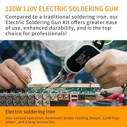 Automatic Soldering Gun Kit, 100W/120W Dual Power Soldering Iron Kit with Ceramic Heater, 5 Tips, Pump, flux, Tweezers for Electronics Welding Repair DIY