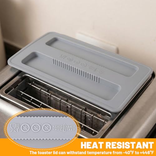 Dplolng Gray 2-Slice Silicone Toaster Cover - 15.7x10.3x1.1cm, Fits Most 2-Slice Toasters