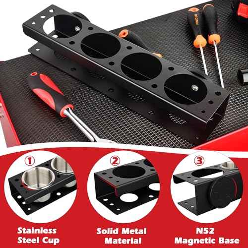 ULIBERMAGNET Power Tool Organizer Rack,Magnetic Heavy Duty Spray Bottle Holder,Wall Mount Metal Tool Rack with Screwdriver,Cordless Drill,Screw,Nail Storage,Utility Rack for Warehouse,Garage,Toolbox