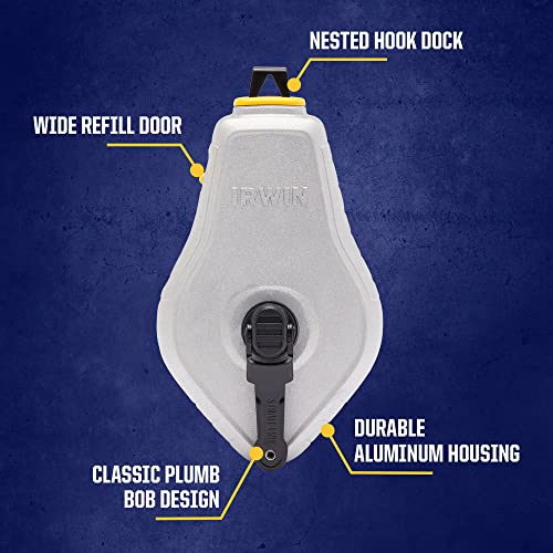 IRWIN Strait-Line Chalk Line Reel with Blue Chalk - 100ft, Pack of 1, Classic Model