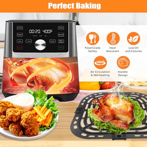 Air Fryer Replacement Grill Plate 9.1x9.5in for Instant Pot Vortex 6QT + Gourmia GAF735 6qt, DW Safe