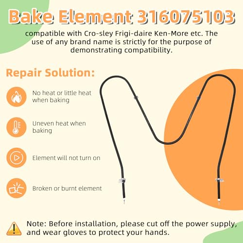 Oven Bake Element 316075103 Replacement for Frigidaire/Kenmore – 19.5 x 18.5 in, 2600W 240V