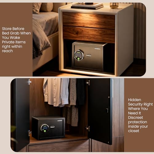 KornerBatl 20 lb Biometric Safe with Fingerprint Lock, LED Light, 9.84 x 13.78 x 9.84 inches