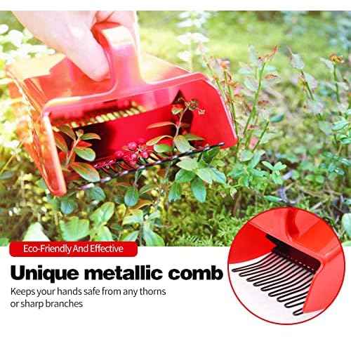 1 Pack Berry Picker, Berry Pickers and Rakes with Metallic Comb and Ergonomic Handle for Easier Berry Picking, Blueberry Rake Scoop for Blueberries, Lingonberries and Huckleberries