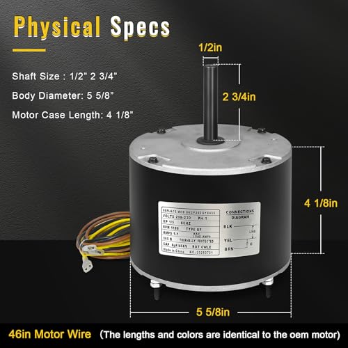 Zhenx 1/5HP Condenser Fan Motor 1100RPM for AC Units Replacement