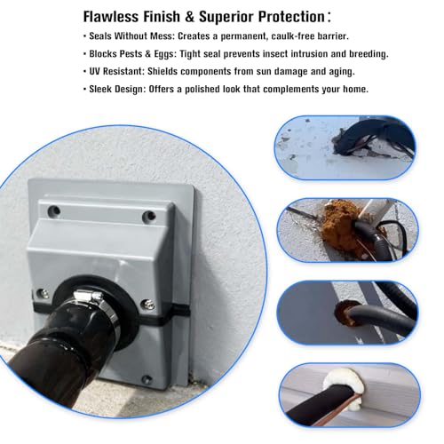Celinfto 2.36 in HVAC Wall Penetration & Line-Set Cover Kit - White