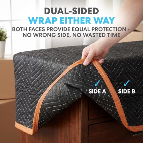 Simpli-Magic Heavy Duty Padded Moving Blankets 72 x 40 Inches Black/Orange 12 Pack