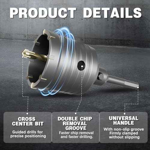 1-3/16" Concrete Hole Saw, 30mm Masonry Hole Saw, with 110mm SDS Plus Shank Connecting Rod for Concrete Brick Cement Stone Wall Drilling Home Improvement
