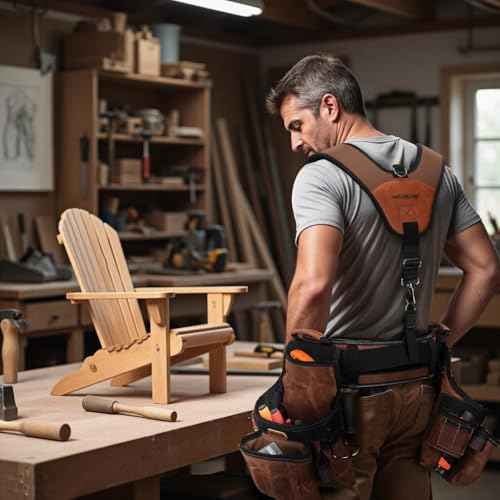 WELKINLAND Heavy Duty Tool Belt Suspender, Comfy Padded Tool Belt Suspenders, RipStop Construction Tool Belts Suspender, Fully-Adjustable Tool Belts Suspenders For Men, Carpenter Belt Suspender