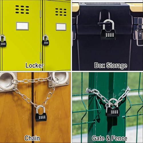 4 Pack Combination Lock, 4-Digit Fashion Combo Lock, Combination Padlock Waterproof Outdoor Gate Locks for Fence, Locker, Sheds, Gym, Shed, Storage Unit, Gate Hasps, School