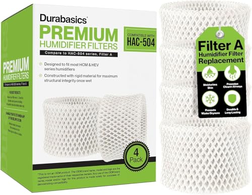 Durabasics 4-Pack Filter Set for Honeywell HAC-504/HCM-350 Humidifiers – White