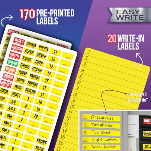 170-Circuit Breaker Decals Set - Bright Easy-Read Vinyl Labels for Panels