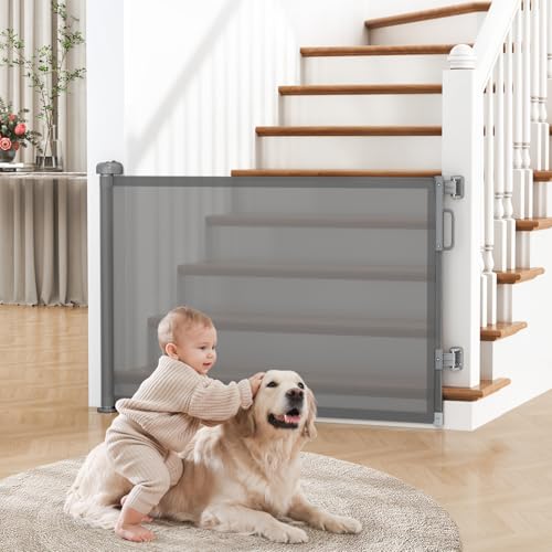 Cideny Gray Retractable Baby & Pet Gate 34" Tall x 55" Wide for Stairs & Doorways