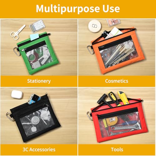 OTraki 4 Pack Tool Bag Zipper Pouches Oxford Small Tool Bag Multipurpose pouch for Organizers and Storage Transparent Visible Utility Bag Heavy Duty Tool bag with YKK Zipper