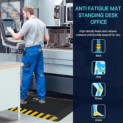 FEATOL 0.9 Inch Yellow Border Anti-Fatigue Standing Mat 39"L x 20"W