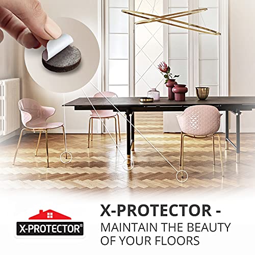 X-PROTECTOR Felt Furniture Pads 56 pcs, 3/4 Inch Brown Round Floor Protectors for Chairs