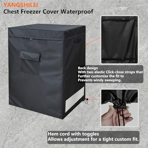 YANGSHILEI 38W×23D×34H Chest Freezer Cover 7.0 Cu Ft Outdoor Weatherproof