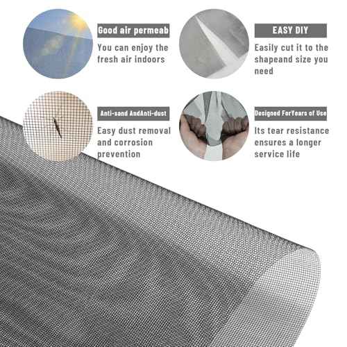 Fiberglass Window Screen Roll, 48¡°¡¿ 100' Protection Screen Roll, Transparent and Sturdy, UV-Resistant for Installation and Repair of Door and Window Screens