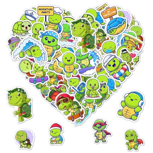 50 Pack Pcs Sea Turtle Stickers for Water Bottles Waterproof Vinyl Laptop Luggage Scrapbooking Computer Phone Case Cute Animal Sticker Packs Adults Teens Aesthetic Small Decals