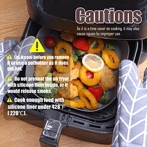 Golden Associate 9x9 Inch Silicone Air Fryer Liners, 2-Pack - Non-Stick Food-Grade Square Liners