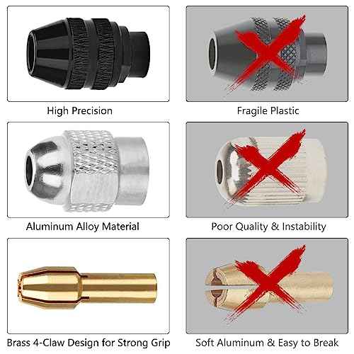 AccEncyc 10Pcs Drill Chuck Collet Set for Dremel with 4485 Brass Collet Set 4486 Keyless Chuck for Dremel Rotary Tool 1/32" to 1/8" Keyless Drill Chuck Brass Chuck Collet Nut for Dremel