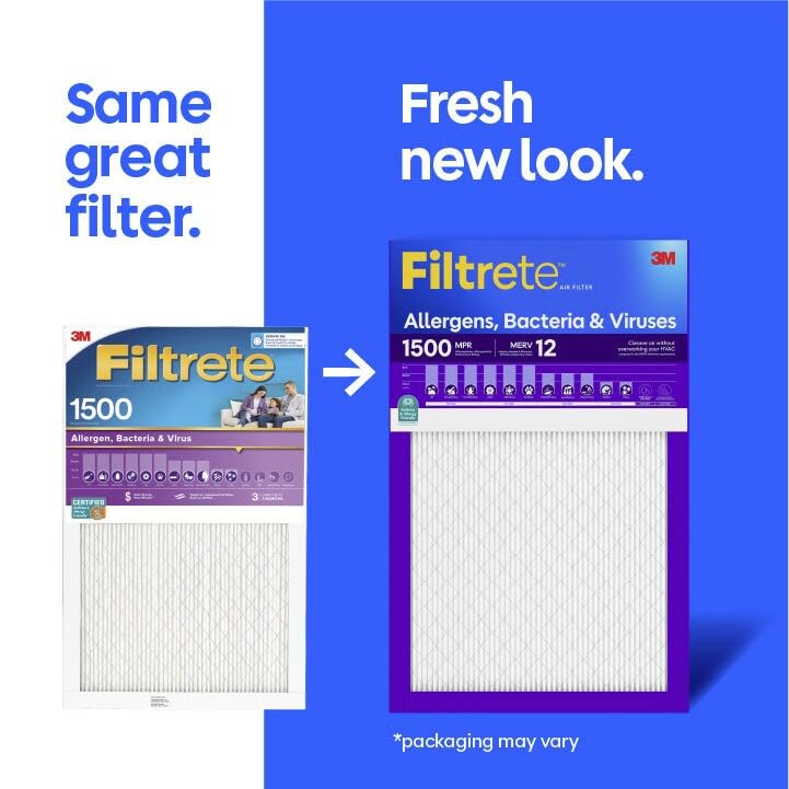 Filtrete 20x30x1 MERV 12 HVAC Air Filter - 3-Month Pleated Filter, 2-Pack