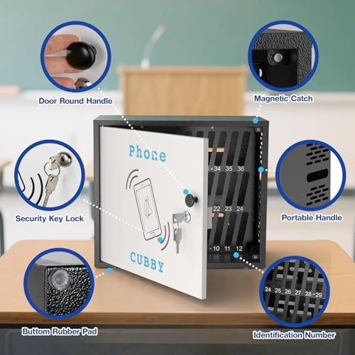POCHAR 36-Slot Steel Cell Phone Locker for Classroom & Office, Wall-Mountable