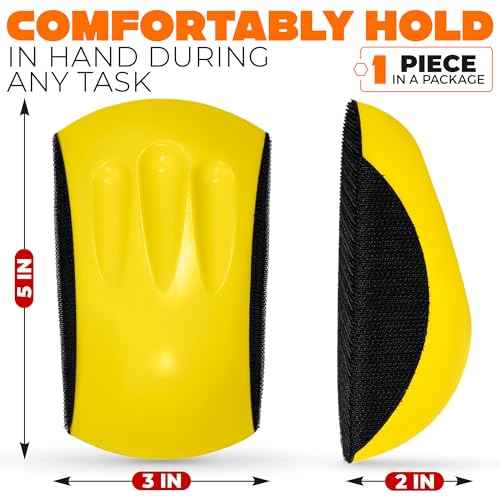 5 Inch Mouse Hand Sanding Block - Sanding Blocks for Wood Hand Sander Block for Wood Working Hook and Loop Sanding Block - 5" L x 3" W x 2" H Hand Sanding Pad Wood Sanding Block Hand Sanders for Wood