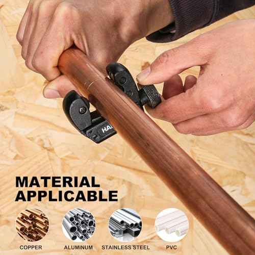 HAUTMEC Copper Pipe Cutter Tool 1/8" to 5/8"OD (3-16mm), Mini Copper Tubing Cutter Tool for PVC, Copper, Aluminum, and Thin Stainless Steel Tube HT0131-TC