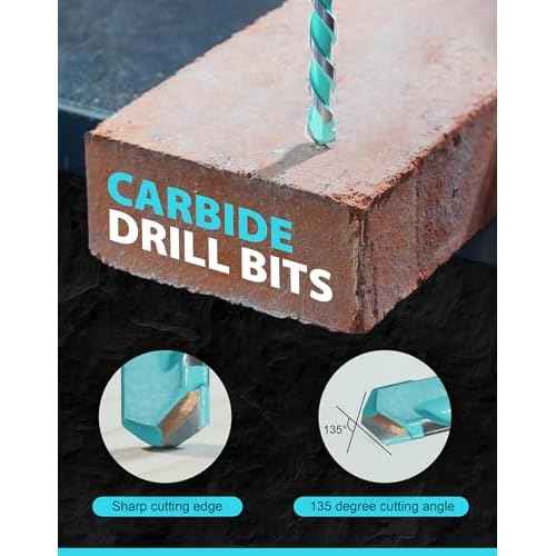 EZARC Masonry Drill Bit Set, Concrete Drill Bit Set with Hex Shank for Brick/Cement/Tile/Block/Plastic/Glass/Wood/Metal, Carbide Drill Bit Tip 5/32"-3/8", 5PCS