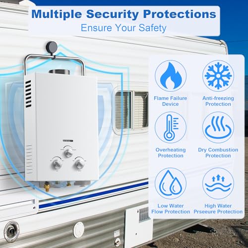 Portable 6L Propane Tankless Water Heater for RV Camping Boat Cabin