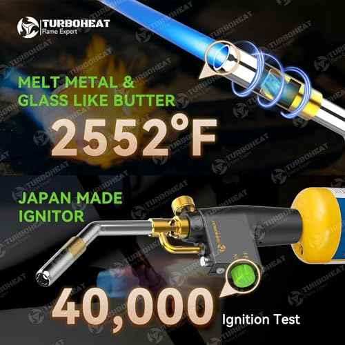 Heavy-Duty Propane Torch Head with Metal Handle & Auto-Igniter - for Propane/MAPP Gas (Cylinder Not Included) - Industrial Torch for Welding, Soldering, Brazing