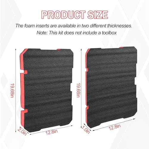 Foam Inserts Fits Milwau-kee Packout 48-22-8424 Drawer foam tool box inserts 2 pcs Black/Red