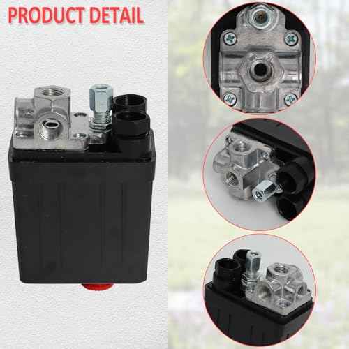 Wadoy Central Pneumatic Air Compressor Pressure Switch Control Valve Upgraded Replacement for Parts 90-120 PSI 240V 4-Way Air Compressor Pressure Switch