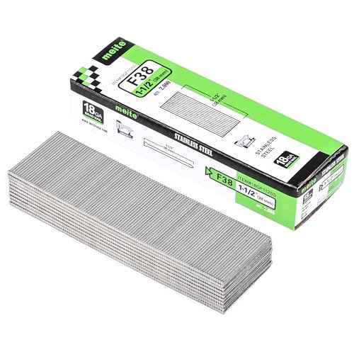 meite 18 Gauge Stainless Steel Brad Nails, 1-1/2 Inch 18GA Brad Nails, 304 Stainless Steel Small Finishing Nail Gun Nails for Pneumatic, Electric Brad Nailer Gun (2,000 Counts)