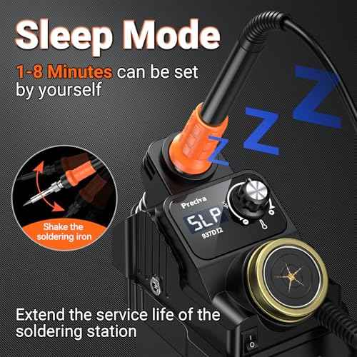 Preciva Cordless Soldering Station for Dewalt 20V Max Battery, 5 Soldering Iron Tips, 1-8 minutes Auto Sleep, Heat Control up to 896¡ÆF, ¨¬C/¨¬F Conversion, Removable Dross Pool (Battery Not Included)