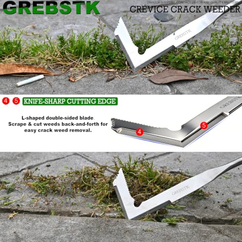 GREBSTK 12in Manual Weeder - Stainless Steel Crack & Crevice Weeding Tool