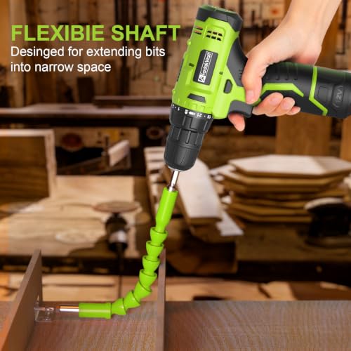 FADAKWALT Green 12V Cordless Drill Set with Battery & Charger, 21+1 Torque, LED Light