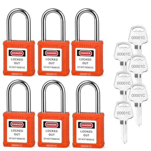 Lockout Tagout Locks 6 Pack£üOSHA Orange Loto Locks Keyed Alike£ü6 Same Keys/Set for Industrial Machinery & Electrical Panels£üChrome Steel & Laser Coding