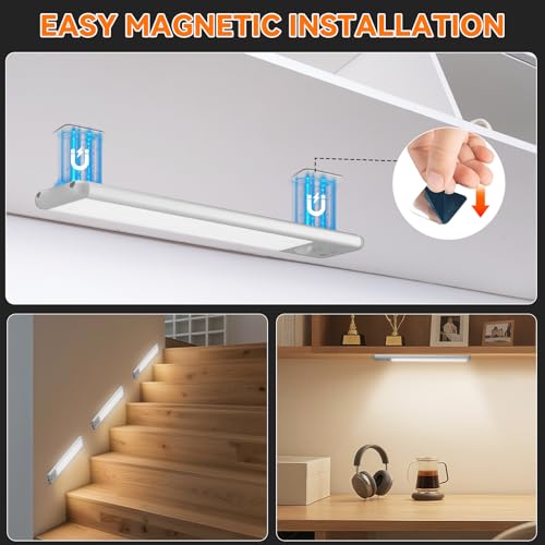 ZioeYiue Silver 10-Inch Wireless Motion Sensor Under Cabinet Light 3-Pack