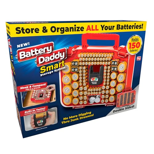 Ontel Battery Daddy Smart Battery Organizer & Tester - Holds 150 Batteries, Model BADAS-MC4